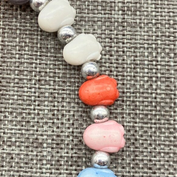 Trrtlz Penguin Stretch Bracelet 7 In Multicolor Beads Silver Friendship Retro - Picture 2 of 6
